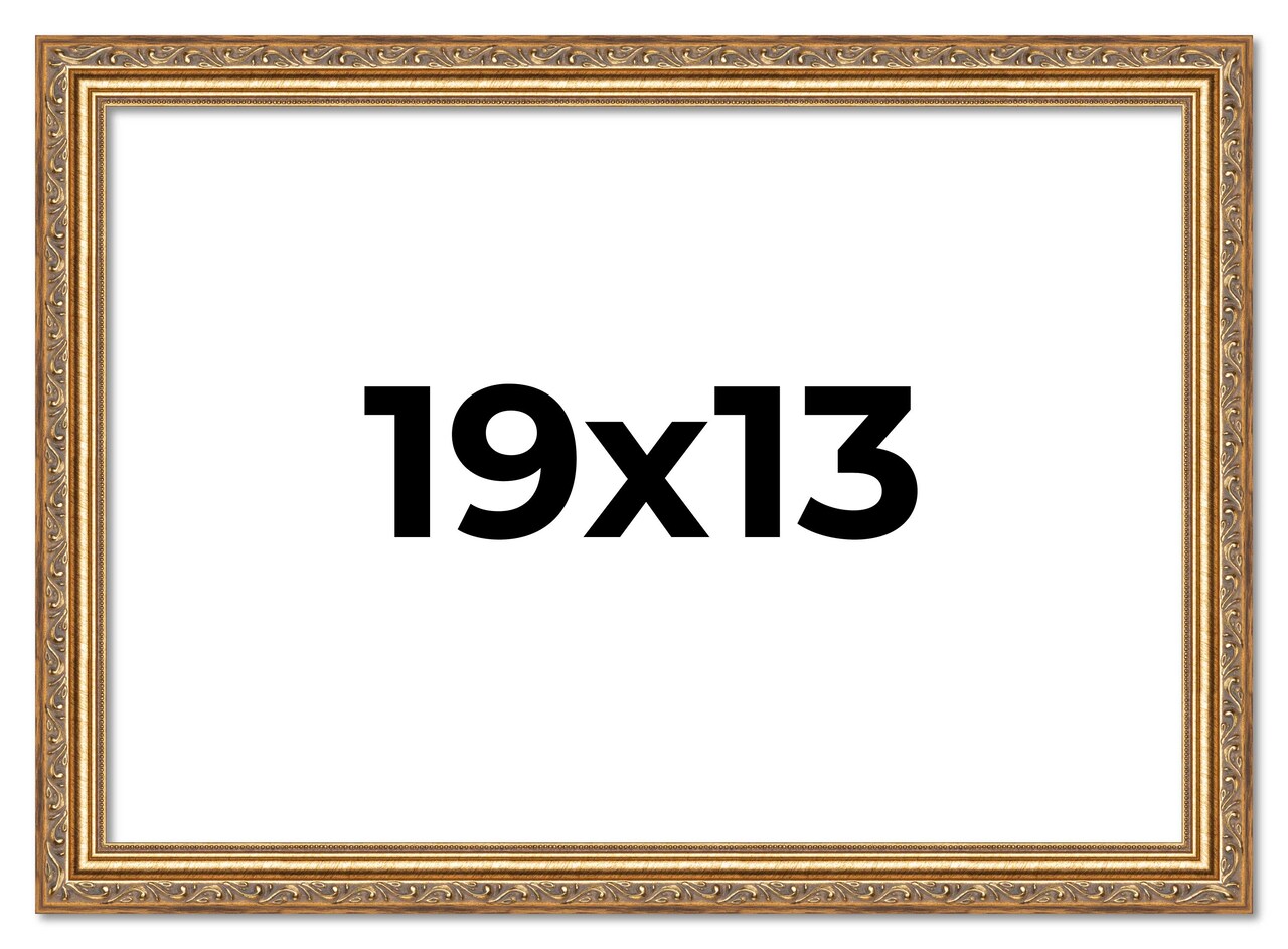 19x13 Solid Wood Antique Picture Frame with UV-Resistant Acrylic & Acid-Free Backing, Available in 4 Finishes: Bronze, Gold, Silver, and Gold with Black